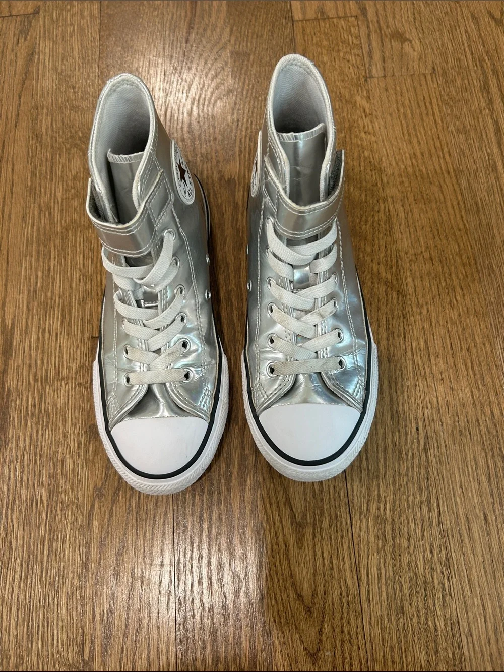 Kids Silver Metallic High Top Sneakers